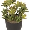 10 Inches Potted Plastic Echeveria Plant - Green/Burgundy - 4.75 Inches Black Pot