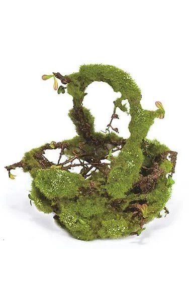 11 Inches Basket With Moss - 10 Inches Outside Diameter - 8 Inches Inside Diameter