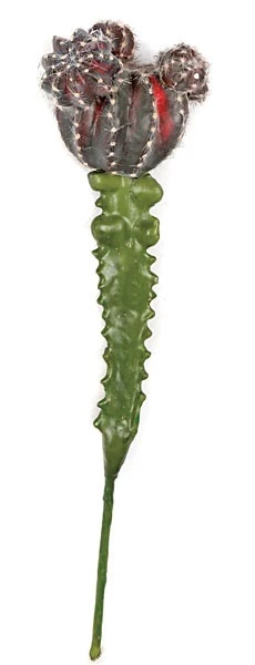 15 Inches Plastic Cactus Stem - Green/Red - Bare Stem