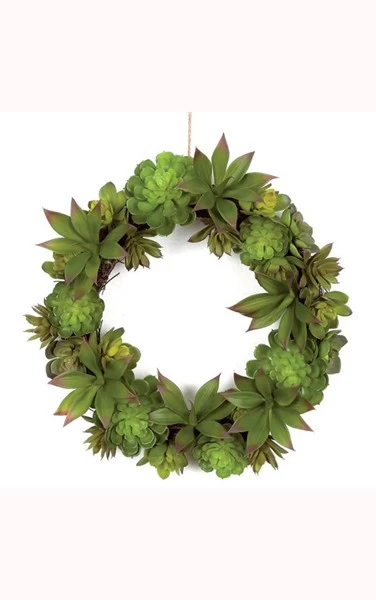 16 Inches Plastic Succulent Twig Wreath - Brown Twig Frame - 9 Inches Inside Diameter