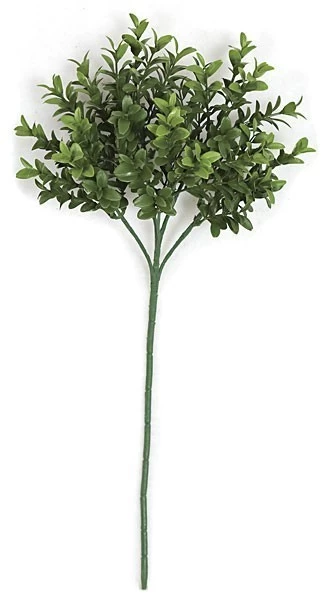 18 Inches Plastic Boxwood Pick - Tutone Green Leaves - 9.5 Inches Stem