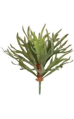 23 Inches Plastic Staghorn Fern Bush - 16 Green Leaves