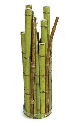 26 Inches Bamboo Decorative Container In Glass Stand - Green