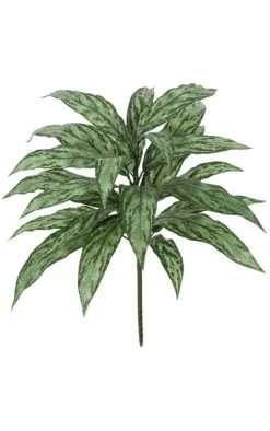 27 Inches Aglaonema Bush - 24 Leaves - Green/Grey- FIRE RETARDANT