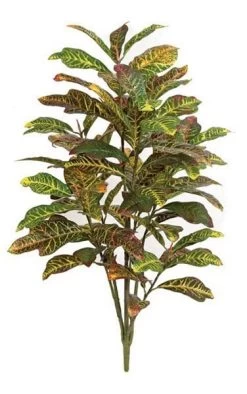 4 Feet Croton Plant - Synthetic Trunk - 88 Multi-Colored Leaves