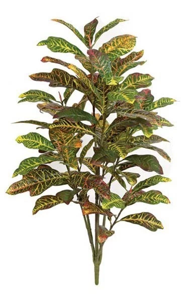4 Feet Croton Plant - Synthetic Trunk - 88 Multi-Colored Leaves