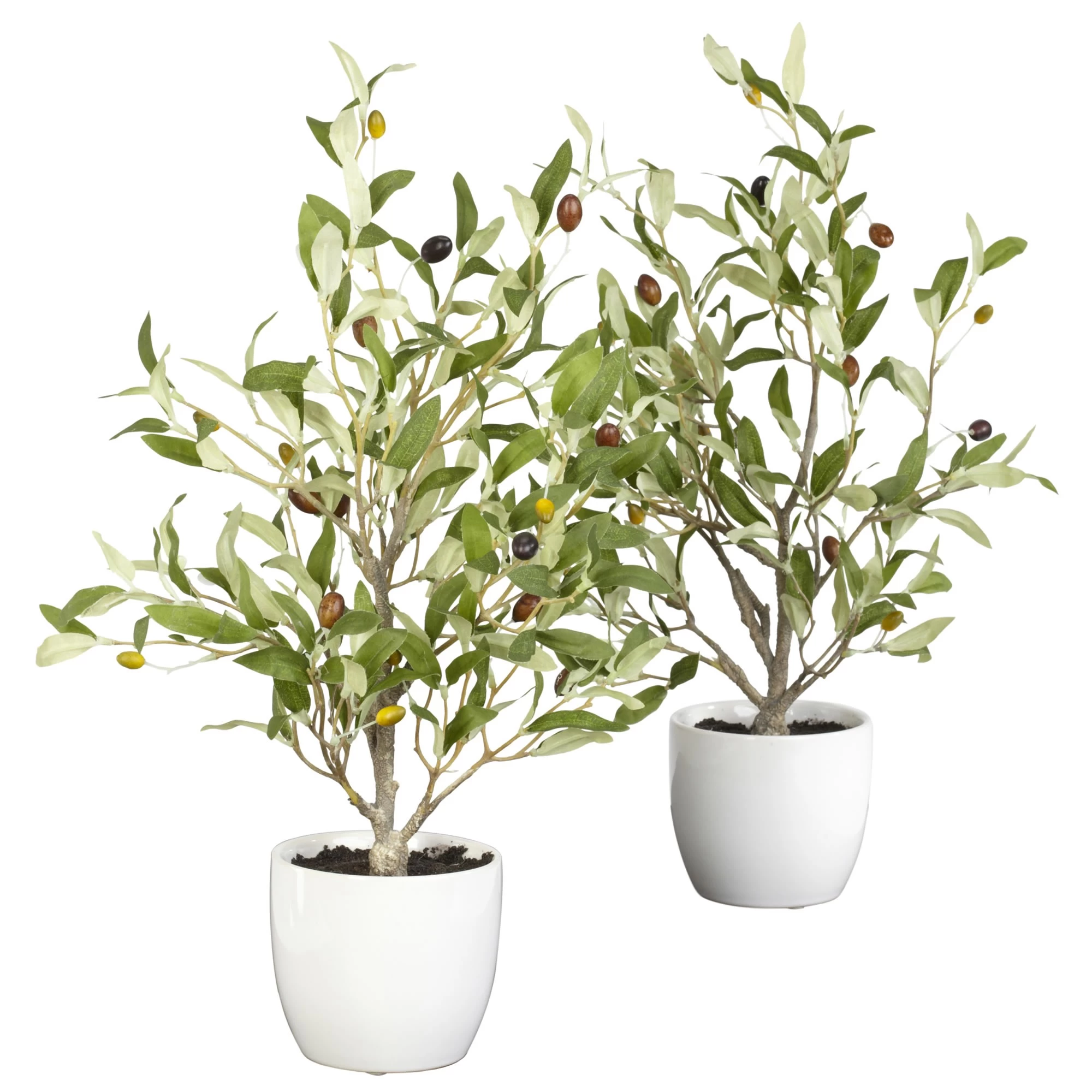 18" Olive Silk Tree W/Vase (Set Of 2)