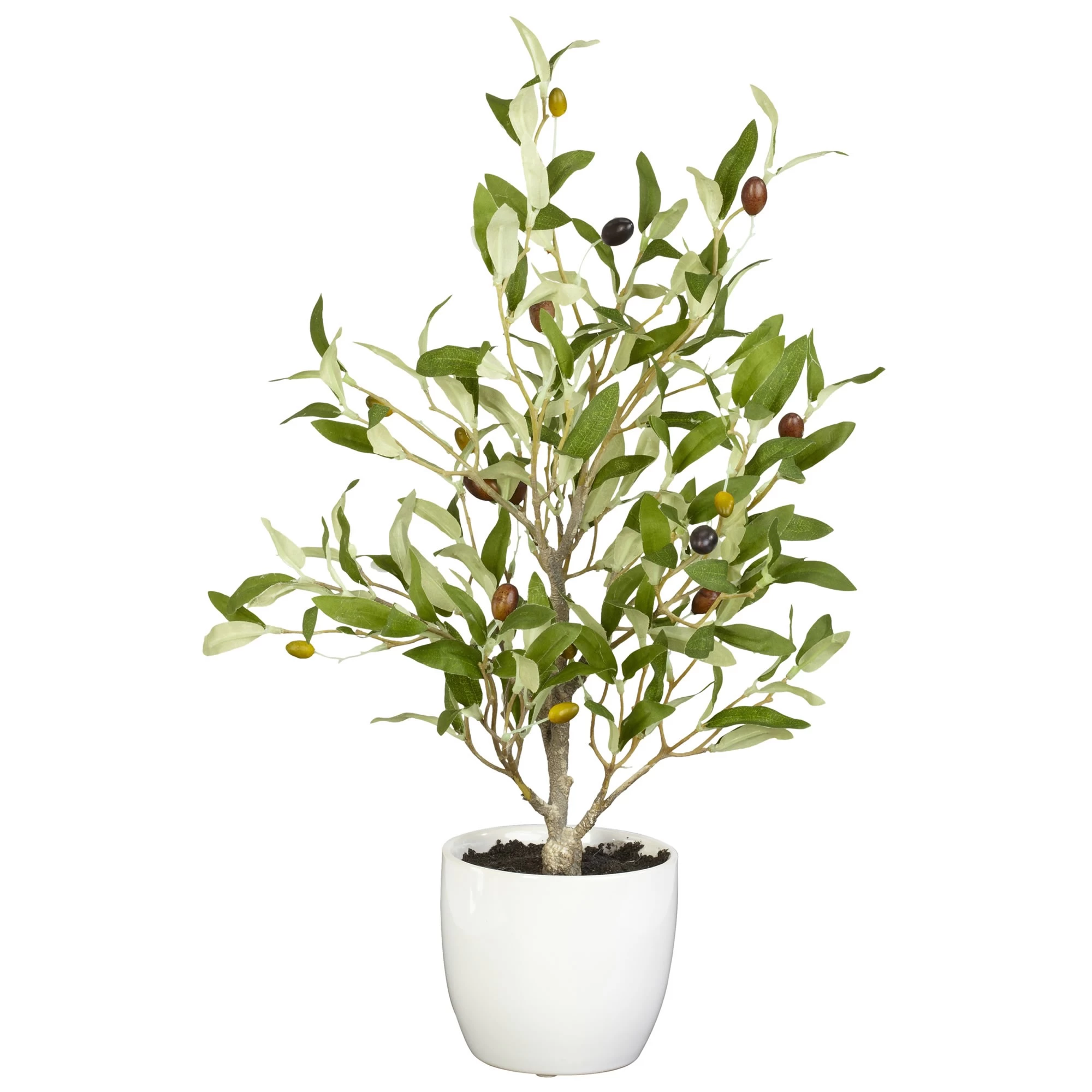 18" Olive Silk Tree W/Vase (Set Of 2) - Image 2