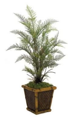50 Inches Plastic Asparagus Fern - 52 Green Leaves - Weighted Base