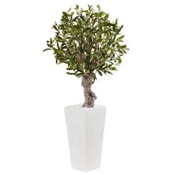 3.5' Olive Tree In White Tower Planter