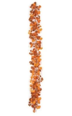 6 Feet Plastic Ginkgo Garland - Orange/Gold