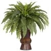 Boston Fern W/Bamboo Vase Silk Plant