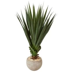Spiked Agave In Sand Colored Bowl (Indoor/Outdoor)