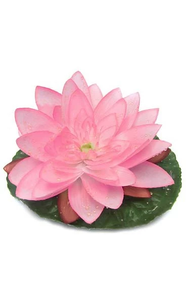 7 Inches Water Lily With Raindrops - 1 Leaf - 1 Flower
