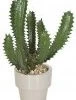 18 Inches Potted Finger Artificial Cactus - 8 Green Tips - Artificial Stone - Taupe Ceramic Pot