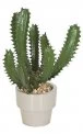 18 Inches Potted Finger Artificial Cactus - 8 Green Tips - Artificial Stone - Taupe Ceramic Pot