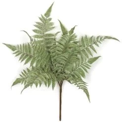 16 Inch Outdoor Light Green/Grey Artificial Fern Bush