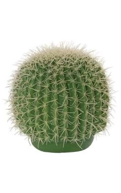 8 Inches Plastic Barrel Cactus - 8.5 Inches Width - Light Needles