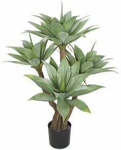 4 FOOT POTTED UV Outdoor AGAVE TREE ON SYNTHETIC TRUNK Fire Retardant