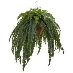 50” Giant Boston Fern Artificial Plant In Hanging Cone Indoor/Outdoor
