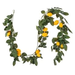 6' Green Salal Leaf/Yellow Lemon Garland