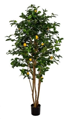 6 Foot Artificial Lemon Tree On Natural Wood Trunk