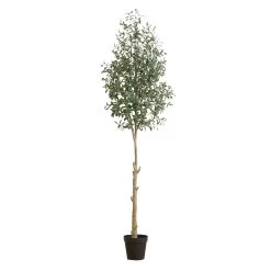 9 Foot Mediterranean Artificial Olive Tree Faux Olives Two-tone Green Leaves