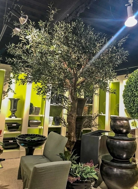 10 FOOT Artificial OLIVE TREE WITH PVC TRUNK AND WOOD POT - Image 2