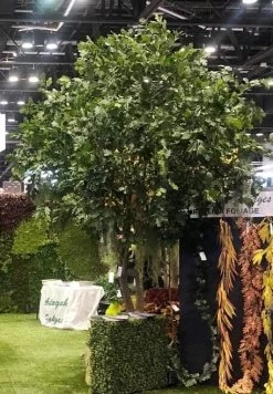 12 FOOT H X 11 FOOT W OAK TREE ON FIBERGLASS TRUNK AND BASE