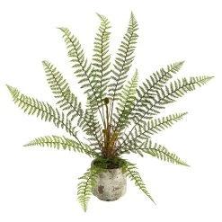 20" Fern Artificial Plant In Decorative Planter
