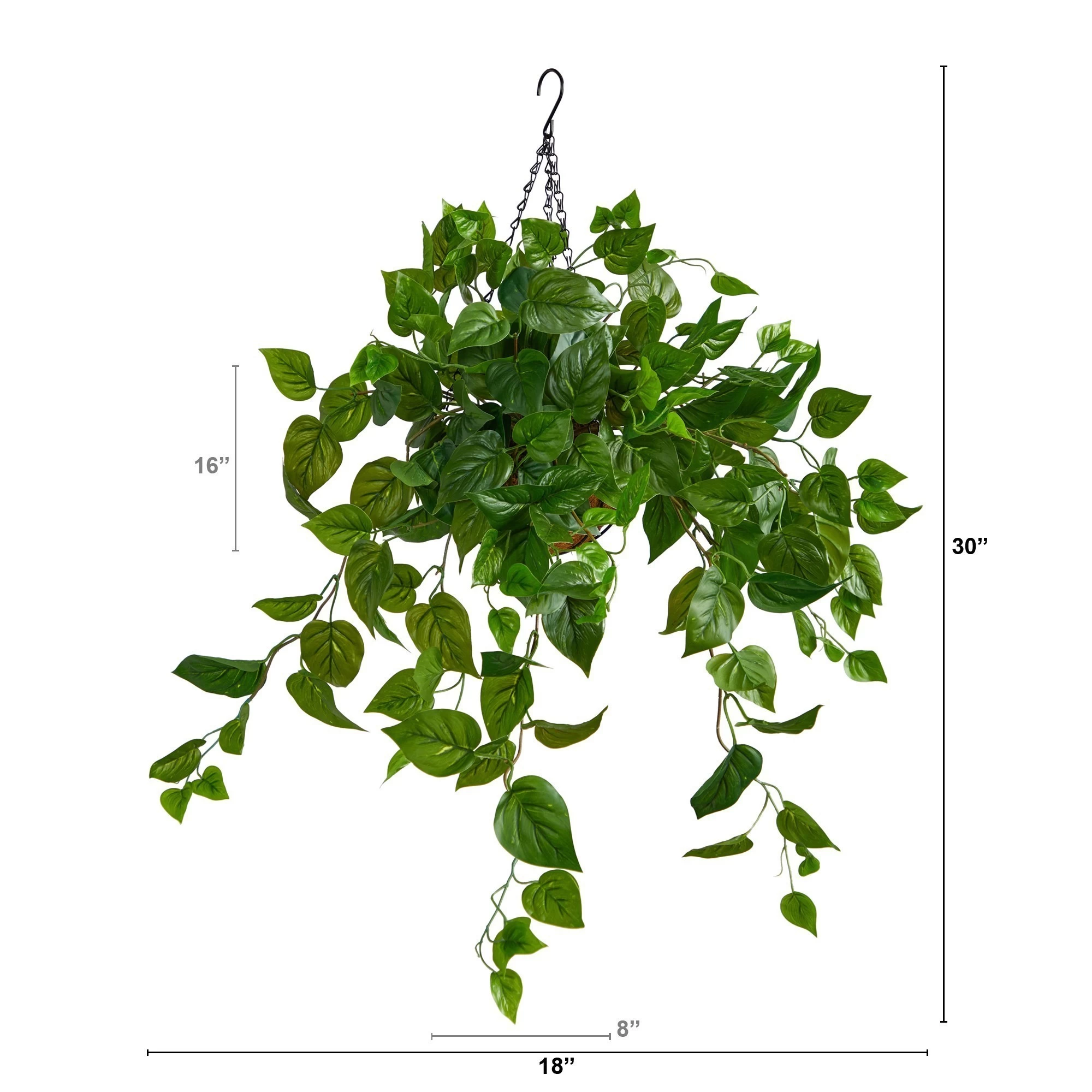 2.5' Philodendron Artificial Plant In Hanging Basket - Image 2