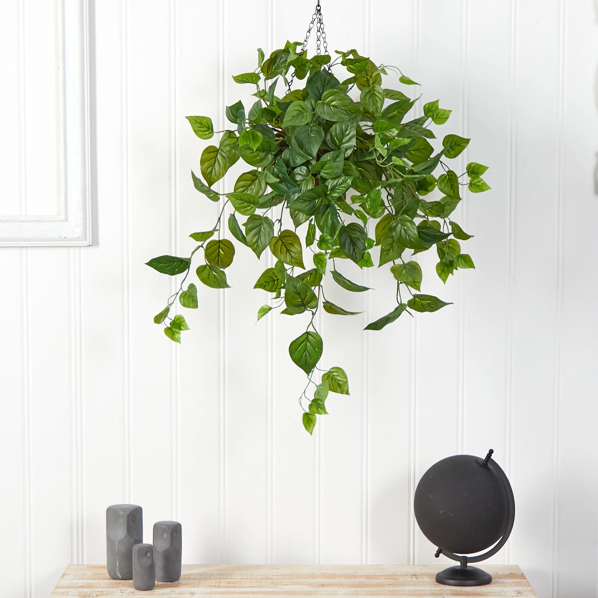 2.5' Philodendron Artificial Plant In Hanging Basket - Image 3