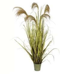 55 Inches Outdoor Green Reeds Grass In Iron Pot