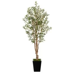 6.5’ Olive Artificial Tree In Black Metal Planter