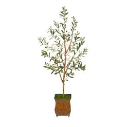 50” Olive Artificial Tree In Metal Planter