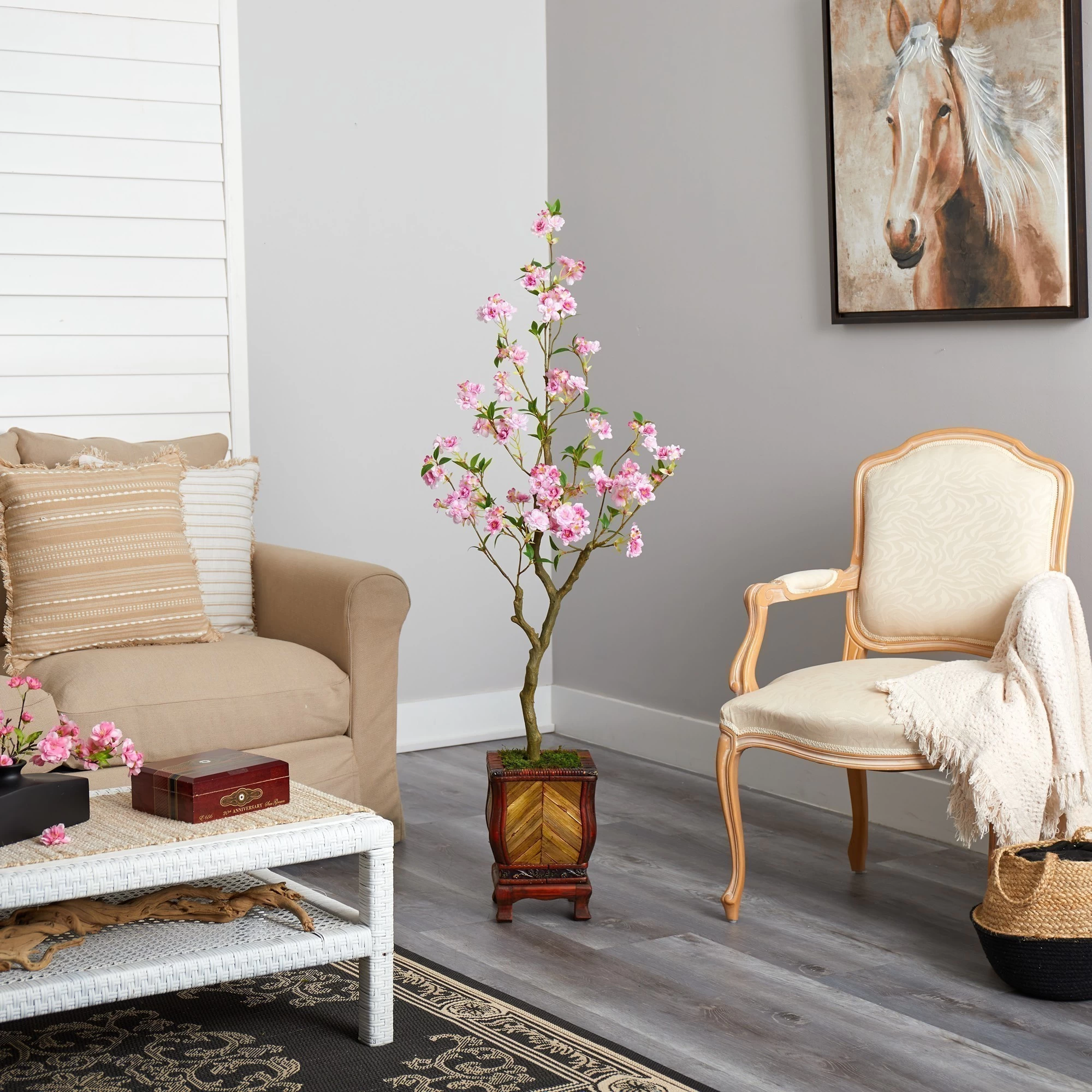 56” Cherry Blossom Artificial Tree In Decorative Planter - Image 4