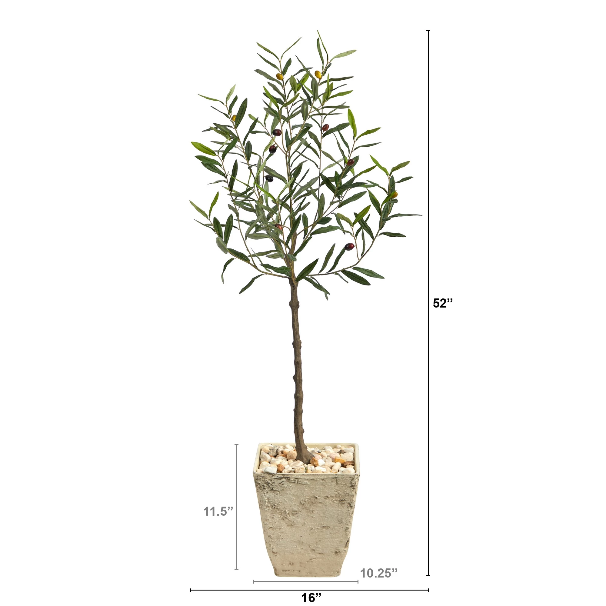 52” Olive Artificial Tree In Country White Planter - Image 2