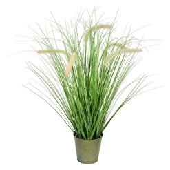 26 Inches Green Cattail Grass In Iron Pot