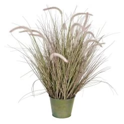 34 Inches Green Cattail Grass In Iron Pot