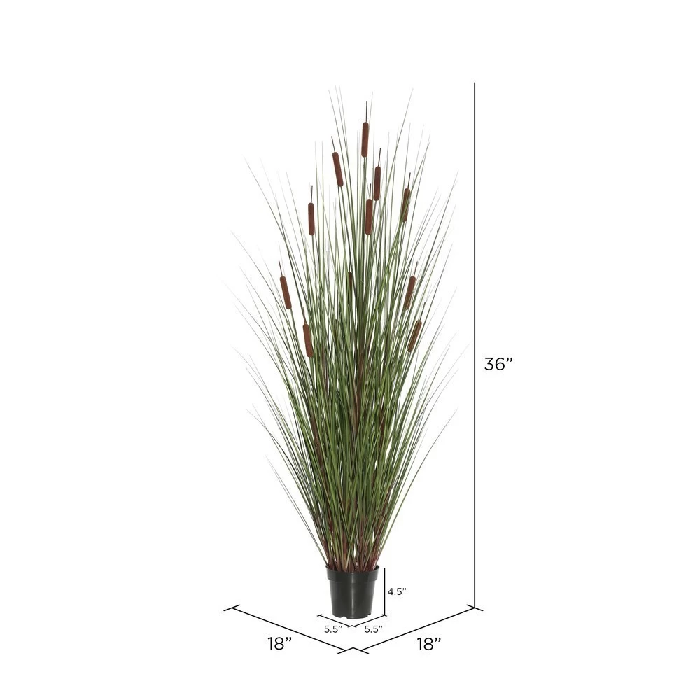 36" Grass With 6 Cattails Potted - Image 5