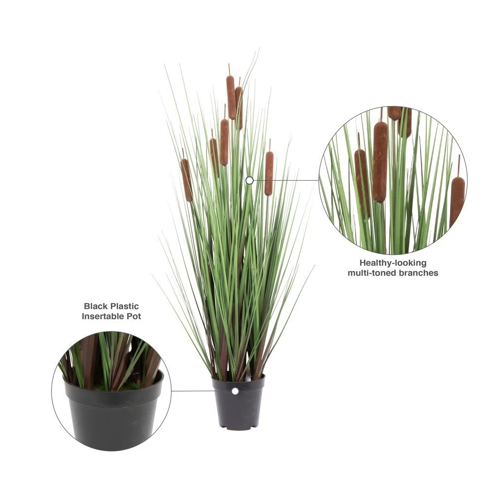 36" Grass With 6 Cattails Potted - Image 6