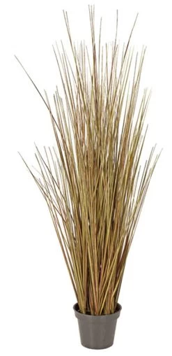 35 Inches PVC Onion Grass Bush - Green/Brown - Weighted Base