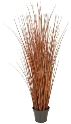 35 Inches PVC Onion Grass Bush - Red/Brown - Weighted Base
