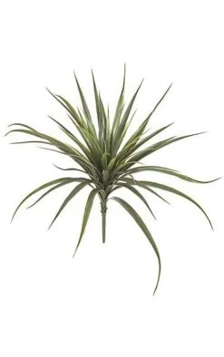 26 Inches Plastic Yucca Bush - 48 Green Leaves With Red Edges - Bare Stem