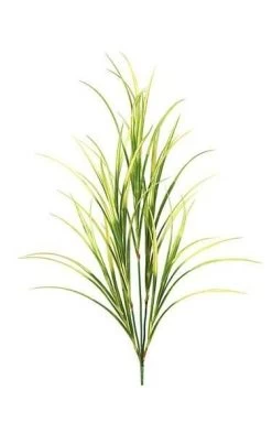 42 Inches Plastic Grass Bush - 52 Green/Yellow Leaves - 24 Inches Width - Bare Stem