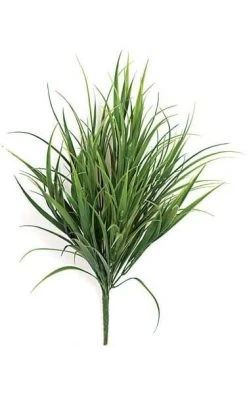 18 Inches Plastic Grass Bush - Tutone Green - Bare Stem - FIRE RETARDANT