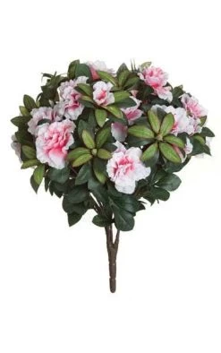 17 Inches Azalea Bush - 508 Leaves - 12 Flowers - 29 Buds - Pink/White