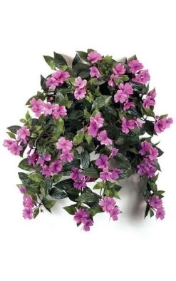 27 Inches Impatiens Bush - 417 Leaves - 62 Flowers - 5 Buds - Dark Lavender