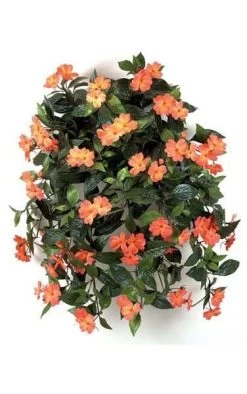 27 Inches Impatiens Bush - 417 Leaves - 62 Flowers - 5 Buds - Coral