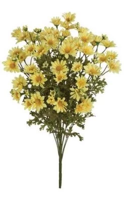 23 Inches Daisy Bush - 194 Leaves - 69 Flowers - Yellow - Bare Stem